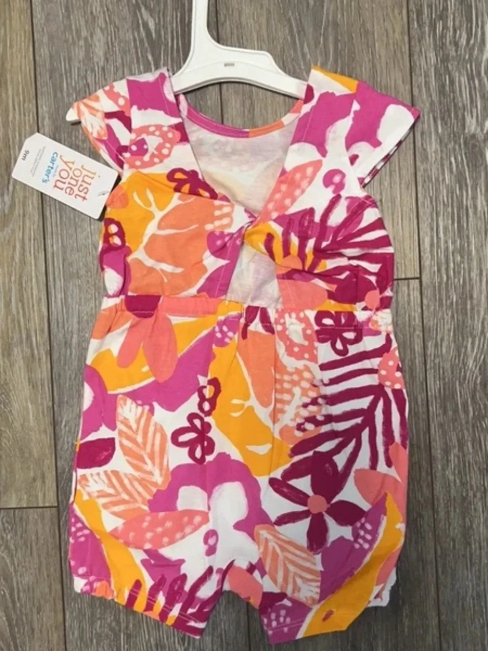 Carter's Girls Floral Cotton Dress in Pink, Orange & White